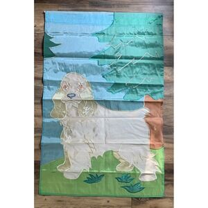 Cocker Spaniel Dog Puppy Flag Double Sided Yellow Blue 28" x 44" 1997 Vintage